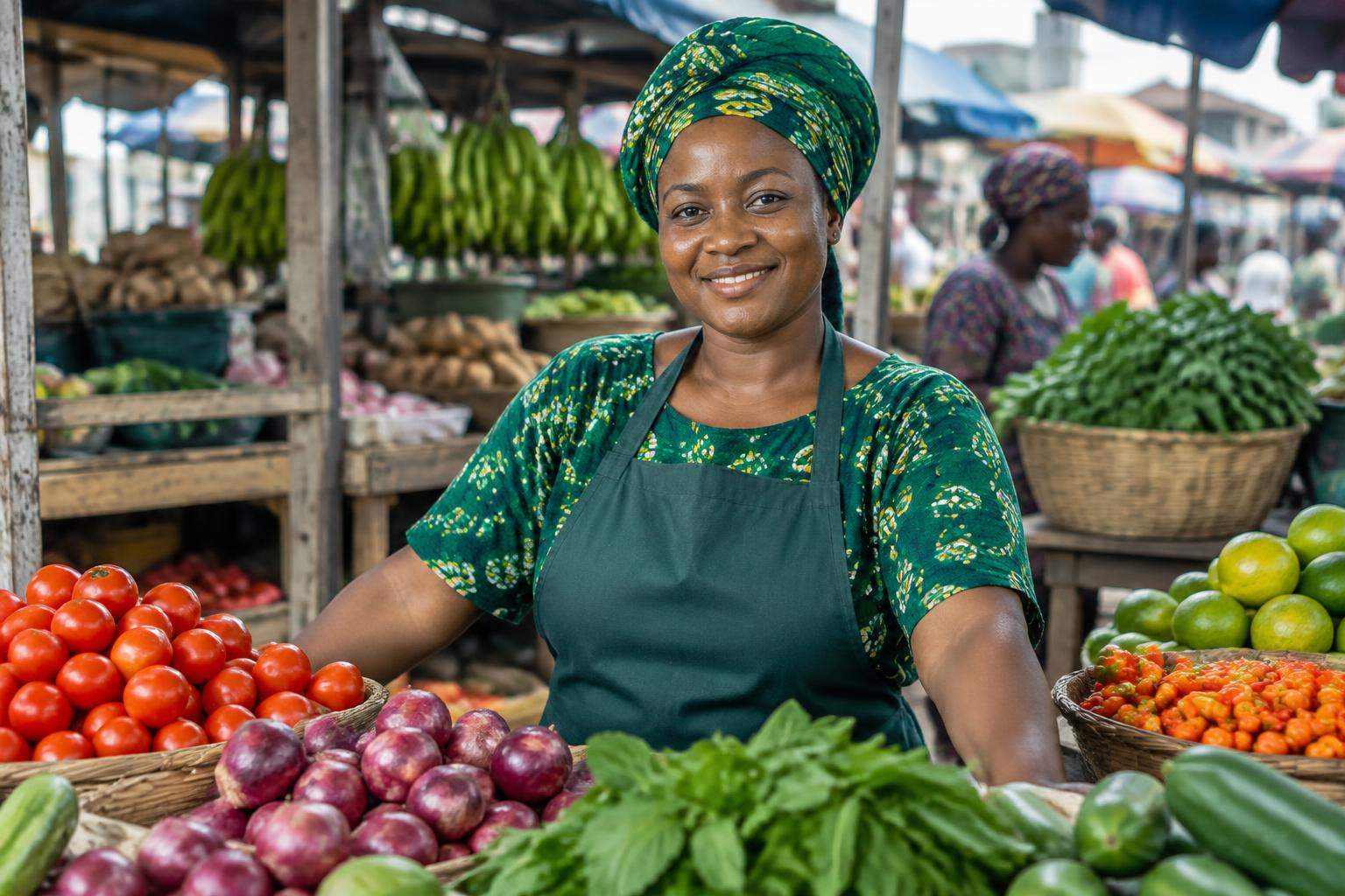 A trader at her market stall